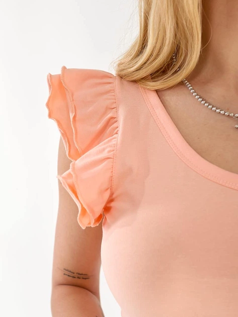 Жіноча бавовняна футболка з рюшами Uaclothes M Помаранчевий (like33271-134851352) - зображення 6