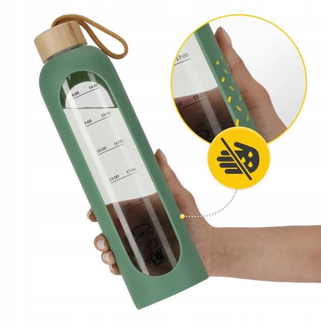 Пляшка для води спортивна 4FIZJO 1000 мл скляна Olive (P-5905973403900) - зображення 7
