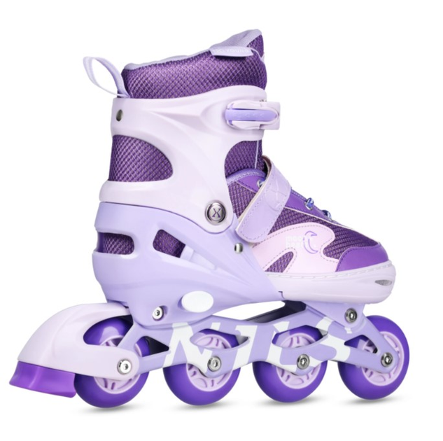 Rolki Nils Extreme NA0189 Moonbean z zestawem ochraniaczy roz. 35-38 M LED Fioletowe (5907695565126) - obraz 3