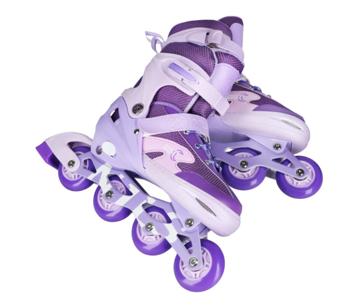 Rolki Nils Extreme NA0189 Moonbean z zestawem ochraniaczy roz. 35-38 M LED Fioletowe (5907695565126) - obraz 5