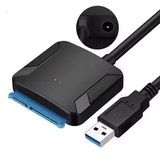 Перехідник адаптер USB 3.0 - SATA 2.5 3.5 для жорсткого диска з блоком живлення SSD жорсткий диск конвертер - Фото 2 Перехідник адаптер USB 3.0 - SATA 2.5 3.5 для жорсткого диска з блоком живлення SSD жорсткий диск конвертер - зображення 2