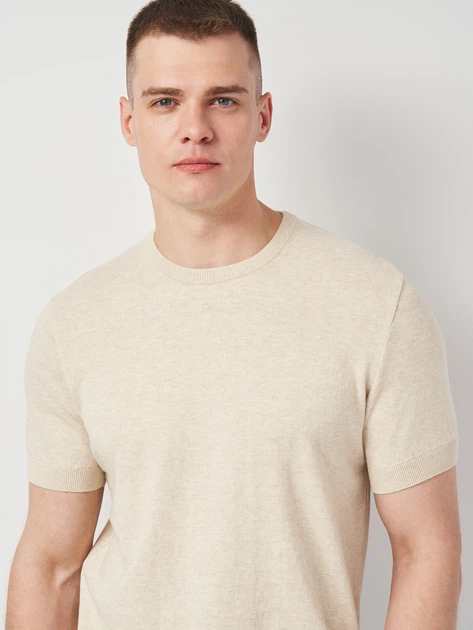 Футболка бавовняна довга чоловіча ASK ME Crew-neck SS N-AVT-120 KM09.01.16.52 2XL Бежева (ARB2800000548629) - зображення 4