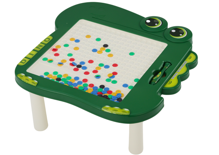 Stolik - układanka magnetyczna LEAN Toys Dinozaur, zielona, rysik i książeczka ze wzorami (5905991006374) - obraz 3