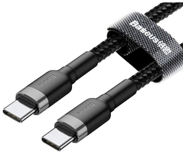 Кабель Baseus Cafule PD2.0 60W flash charging USB cableType-C-Type-C (20V 3A)2M Gray+Black (CATKLF-HG1) - Фото 3 Кабель Baseus Cafule PD2.0 60W flash charging USB cableType-C-Type-C (20V 3A)2M Gray+Black (CATKLF-HG1) - изображение 3
