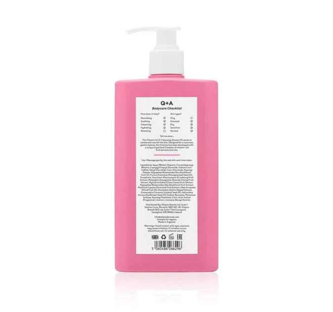 Вітамінізована олія для душу Q+A Vitamin A.C.E Cleansing Shower Oil 250ml - изображение 2