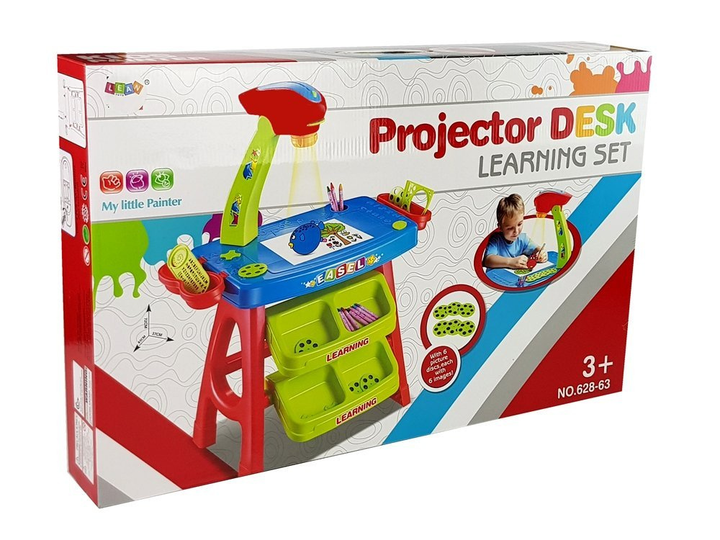 Навчальний столик з проектором LEAN Toys Синьо-Червоний, шухлядки і трафарети (5903802459197) - зображення 7