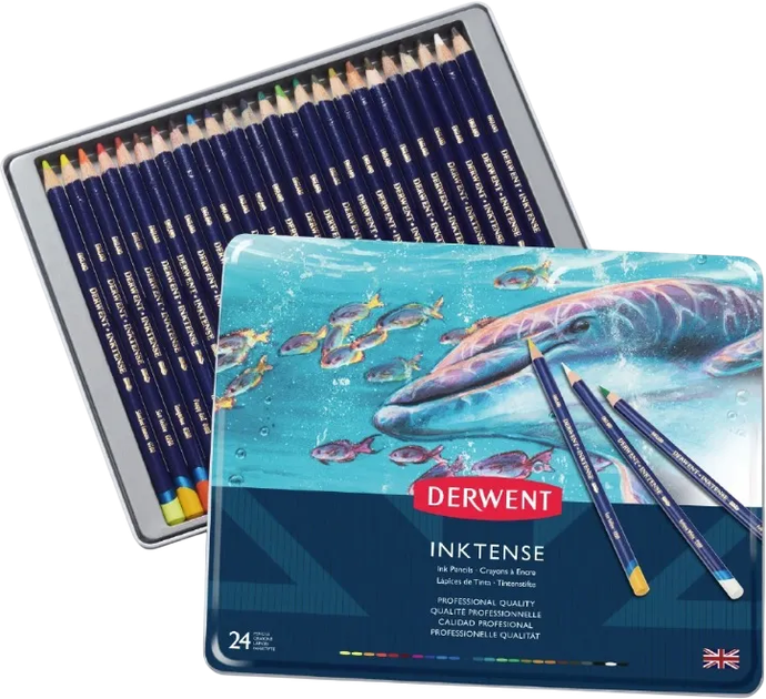Набір кольорових олівців Derwent Ink Tense з чорнилом 24 шт (5028252187046) - зображення 2