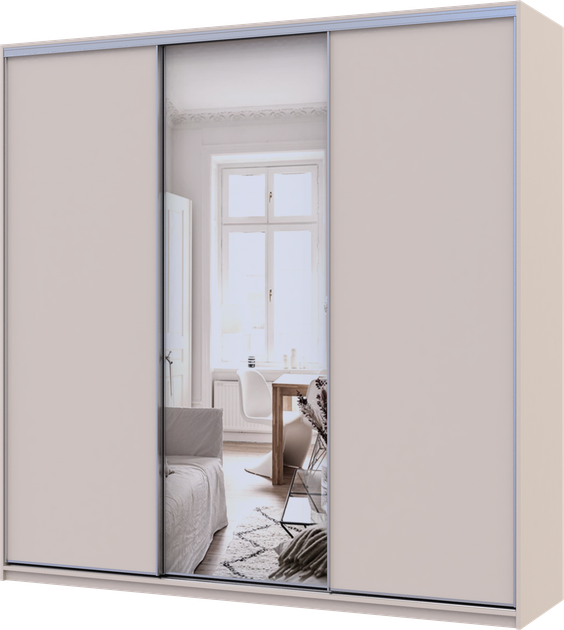 Шкаф купе Doros Сити Лайт Кашемир 2 ДСП/1 зеркало 225х60х225 см (80736383) - изображение 3