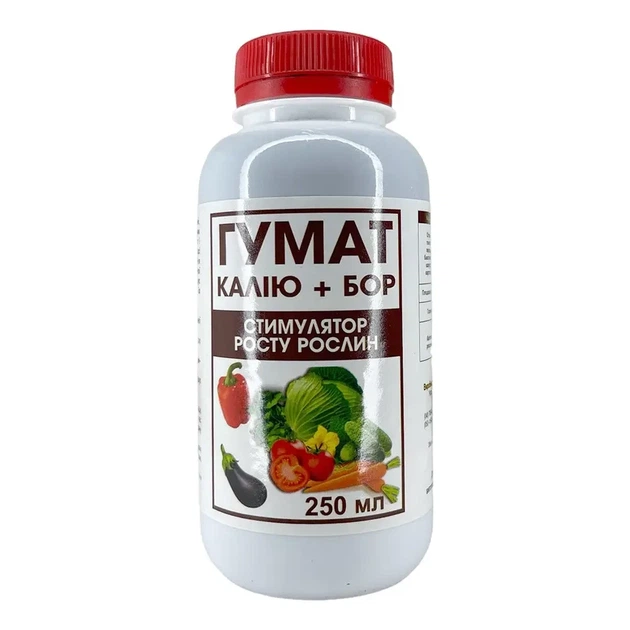 Добриво Гумат Калію + Бор 250 мл - Фото 1 Добриво Гумат Калію + Бор 250 мл - зображення 1