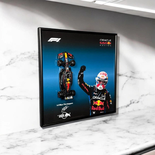 АРТ Рамка 2в1 на Стіну або Полицю 25x25см з моделью Bburago F1 Red Bull RB20 Сезон 2024 Season Model Car Масштаб 1/43 #1 Max Verstappen Ред Бул / Формула 1 / Type - B - зображення 2