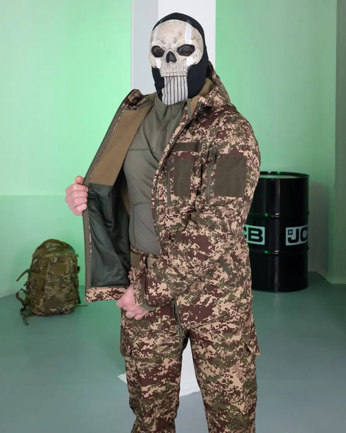 Форма Softshell на флісі Куртка з липучками під шевроні + Штани хижак розмір L - зображення 5