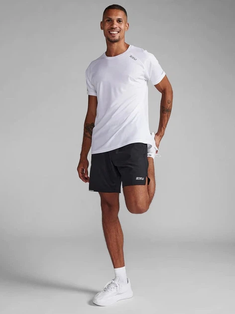 Футболка спортивная длинная мужская 2XU Aero Tee MR6557a_WHT/SRF 2XL Белая (9336340993483) - изображение 4