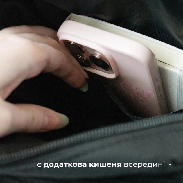 Сумка кросс-боди стильная унисекс базовая с прозрачным карманом + комплект 4 значков Черная - Фото 9 Сумка кросс-боди стильная унисекс базовая с прозрачным карманом + комплект 4 значков Черная - изображение 9