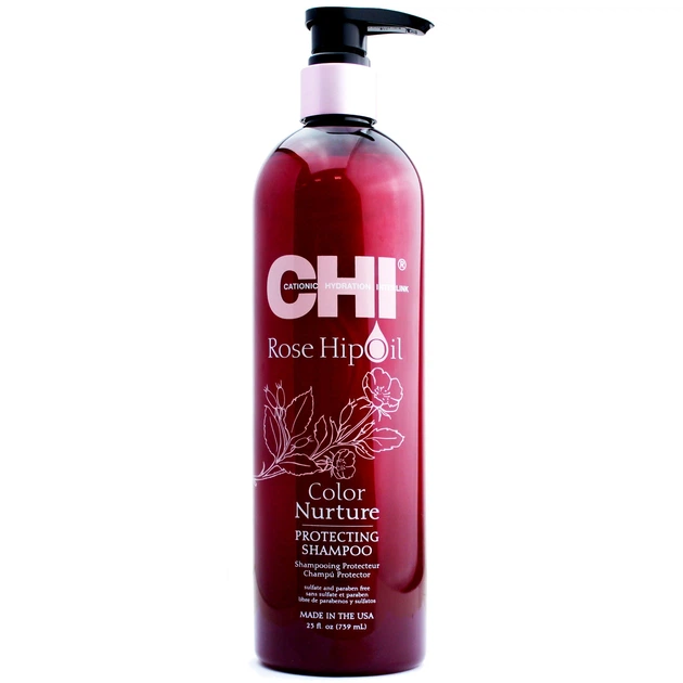 Шампунь для фарбованого волосся CHI Rose Hip Oil Color Nurture Protecting Shampoo 739 мл - Фото 1 Шампунь для фарбованого волосся CHI Rose Hip Oil Color Nurture Protecting Shampoo 739 мл - зображення 1