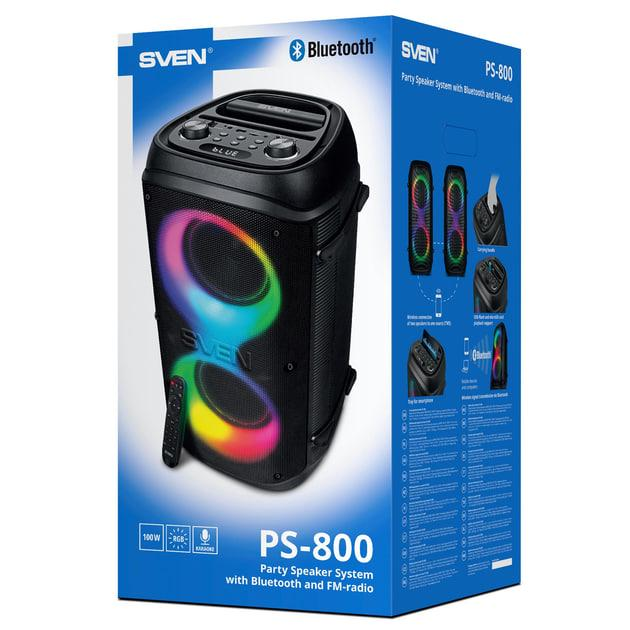 Акумуляторна колонка Sven 100 Вт з Bluetooth NFC TWS FM-радіо LED-дисплей та підсвічування RGB - зображення 10