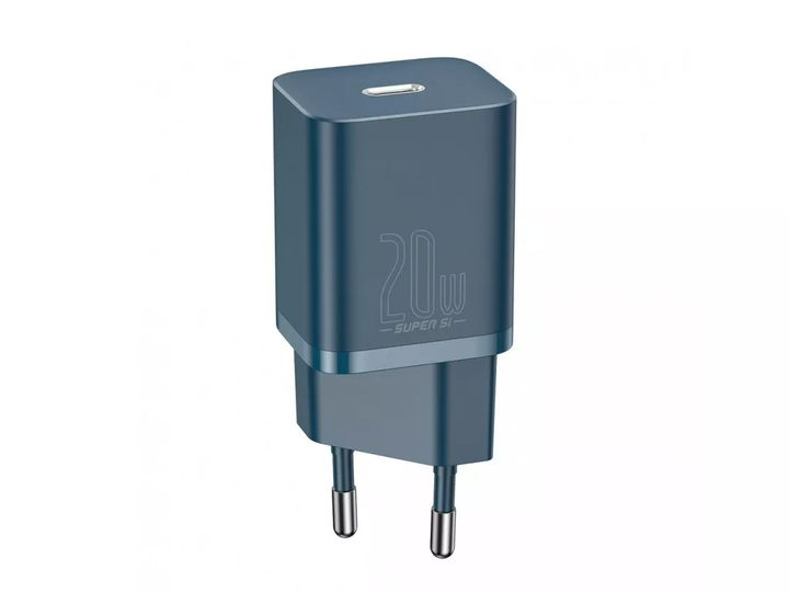 Мережевий зарядний пристрій Baseus Super Si Quick Charger 1C 20W EU блакитний (CCSUP-B03) - Фото 1 Мережевий зарядний пристрій Baseus Super Si Quick Charger 1C 20W EU блакитний (CCSUP-B03) - зображення 1