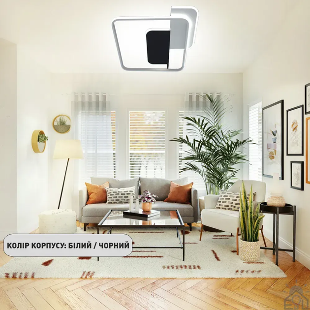 Люстра CODE 70W 3S біло-чорна Esllse WHITE/BLACK 3000-6500К 1500-7000Lm світлодіодна з пультом 500×490×55мм 220V - Фото 6 Люстра CODE 70W 3S біло-чорна Esllse WHITE/BLACK 3000-6500К 1500-7000Lm світлодіодна з пультом 500×490×55мм 220V - зображення 6