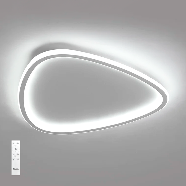 Люстра Feron AL6090 TRIANGLE 60W LED світлодіодна накладна треугольна 3000K-4000K-6500K з пультом ДУ 400х37мм 3840Lm - Фото 1 Люстра Feron AL6090 TRIANGLE 60W LED світлодіодна накладна треугольна 3000K-4000K-6500K з пультом ДУ 400х37мм 3840Lm - зображення 1