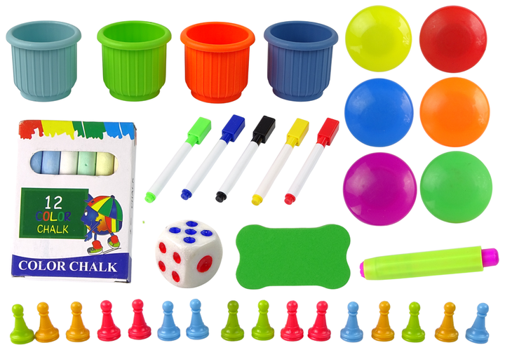 Stolik - tablica do rysowania LEAN Toys 2w1, Kreda, Pisaki i Gra (5905214975074) - obraz 6