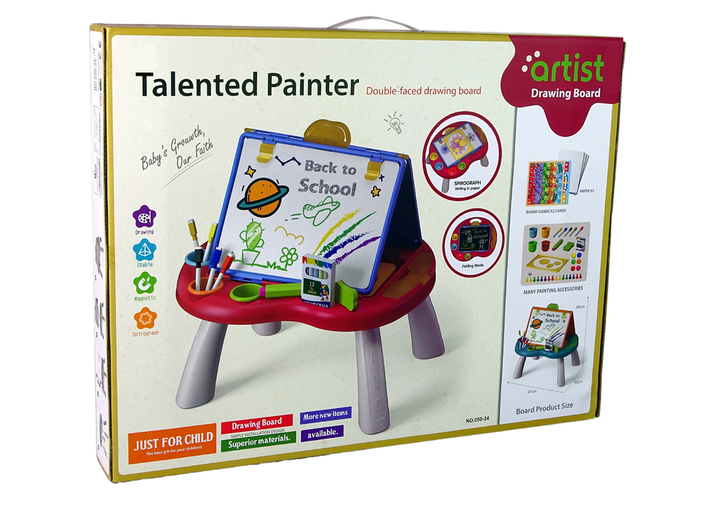 Stolik - tablica do rysowania LEAN Toys 2w1, Kreda, Pisaki i Gra (5905214975074) - obraz 7