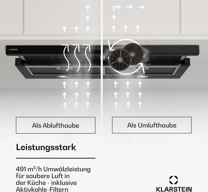 Вытяжка KLARSTEIN Mariana Neo 90 640 м3/ч с плоским экраном 90 см - изображение 4