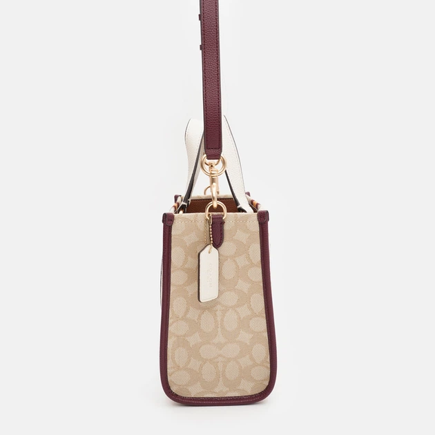 Сумка кросс-боди через плечо женская из натуральной кожи маленькая Coach Dempsey Tote 22 BG-COA-49 Хаки (195035481457) - изображение 6