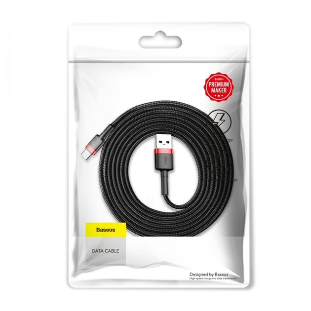 Кабель Baseus Cafule Cable USB for Type-C 2A 2.0 м Red/Black (CATKLF-C91) - изображение 4