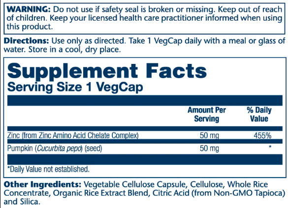 Zinc 50mg - 100 vcaps цинк 50 мг у капсулах для зміцнення імунної системи, відновлення шкіри та підтримки організму - изображение 2