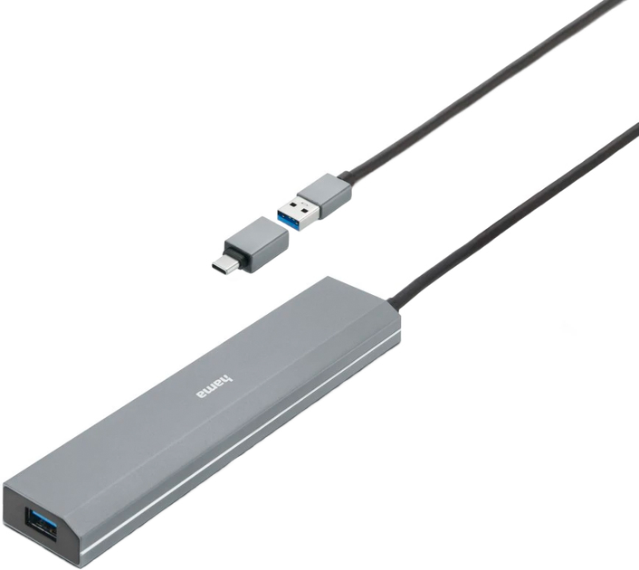 Hub USB Hama 7 x USB-A Grey (4047443491862) - obraz 2