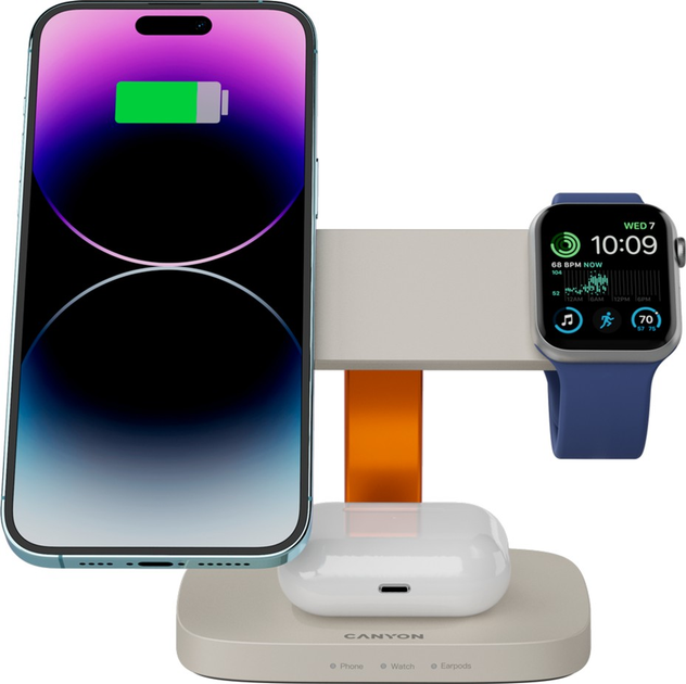 Ładowarka bezprzewodowa Canyon Hexagon 310 Grey-Orange (CNS-WCS310LGOR) - obraz 7