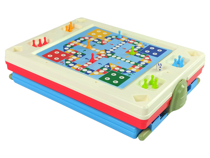 Stolik - tablica dwustronna do rysowania LEAN Toys 3w1, Niebieski, kreda, pisaki i gra (5904204754231) - obraz 4