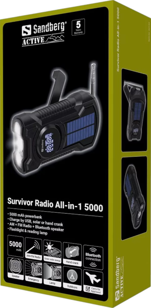Radio Sandberg Survivor 421-03 All-in-1 Black (5705730421037) - obraz 4