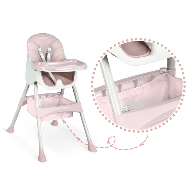 Krzesełko do karmienia Ricokids Milo ze stolikiem Różowe (5908220476580) - obraz 6