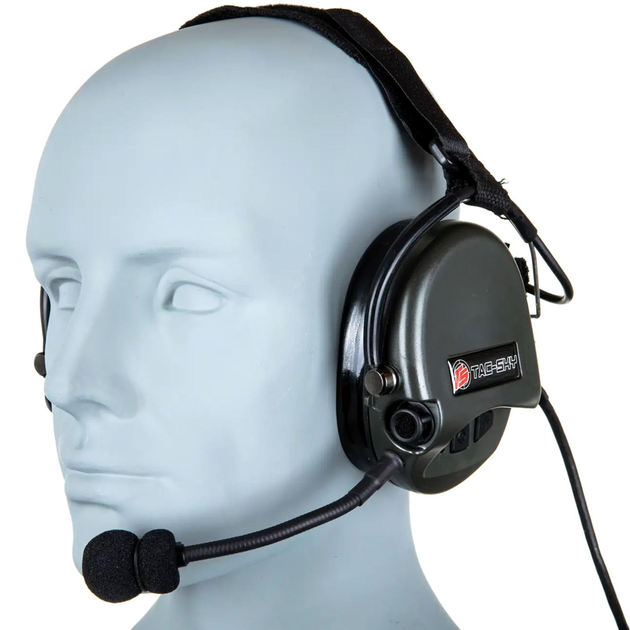 Активні навушники Tac-Sky Neckband PRO Headset 2 х AAA, 22 дБ, зовнішній мікрофон, Foliage Green (uarm0149PRO-neckband-FG) - зображення 3