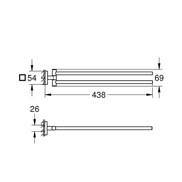 Держатель для полотенец поворотный GROHE QuickFix Start Cube 409762430 438мм двойной прямоугольный металл черный CV034598 - изображение 4