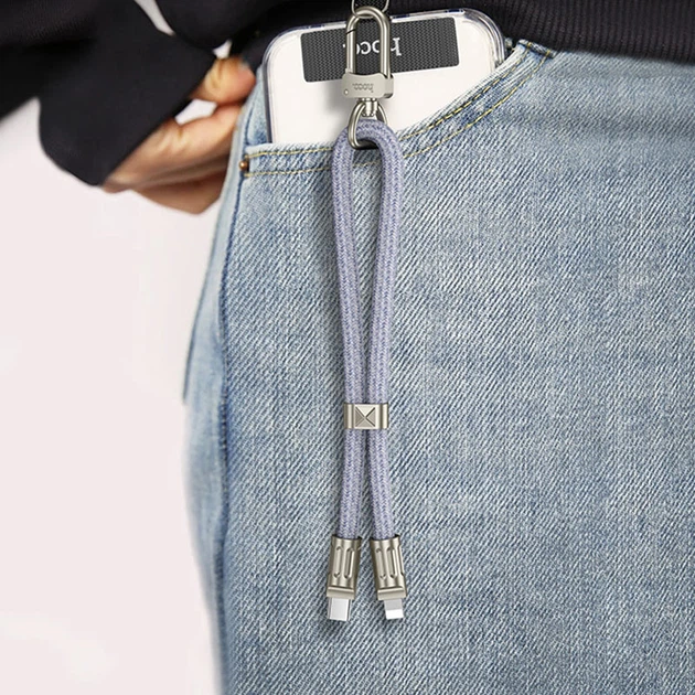 Дата кабель-шнурок HOCO GH5 Elegant Type-C to Lightning (0.21m) (Denim Blue) (214302) - Фото 5 Дата кабель-шнурок HOCO GH5 Elegant Type-C to Lightning (0.21m) (Denim Blue) (214302) - изображение 5
