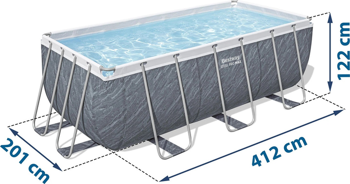 Каркасний басейн Bestway Steel Pro Max 412 x 201 x 122 см 11 в 1 56722 (6941607366844) - зображення 6