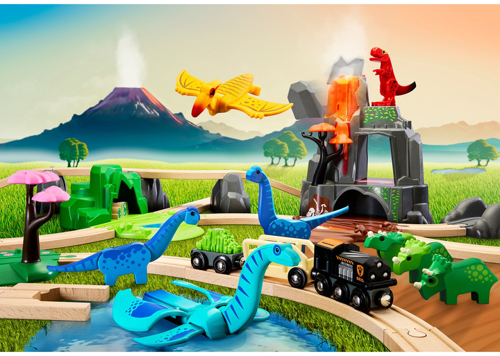 Kolejka Brio World Deluxe Zestaw z dinozaurami 63610400 (7312350361049) - obraz 7
