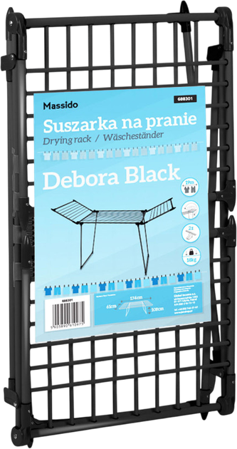 Suszarka na pranie Massido Debora stojąca rozkładana czarna 19 mb (5903890610975) - obraz 6