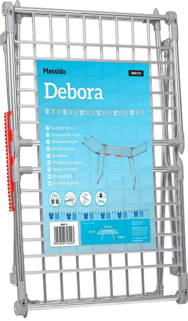 Сушарка для одягу Massido Debora стояча розкладна нержавіюча сталь 19 mb (5903890618223) - зображення 6