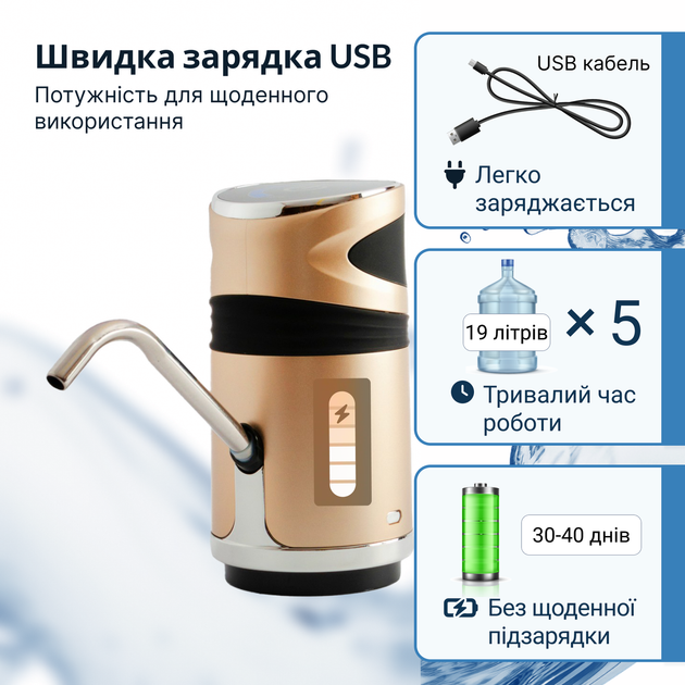 Електрична помпа для води із захистом від дітей ViO E12-DS gold - зображення 4