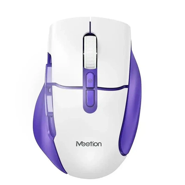 Беспроводная игровая компьютерная мышь Mееtion BTM001 RGB подсветка 2400 DPI 7 кнопок USB 2.4G White-purple - изображение 7