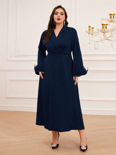 Акція на Плаття міді осіннє жіноче SHEIN GD-00154841 2XL Темно-синє від Rozetka