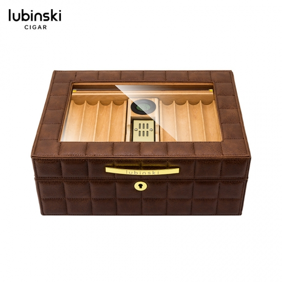 Х'юмідор для 50 сигар «Lubinski» BN Leather Cedar Wood Elc - Фото 1 Х'юмідор для 50 сигар «Lubinski» BN Leather Cedar Wood Elc - изображение 1