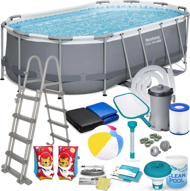 Basen stelażowy Bestway Steel Pro Max 427 x 250 x 100 cm 18 w 1 56620 (5903890606633) - obraz 1