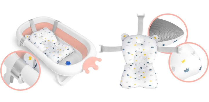 Wanienka dla niemowląt Ricokids RK-280 z poduszką Biało-różowa (5903890605308) - obraz 2