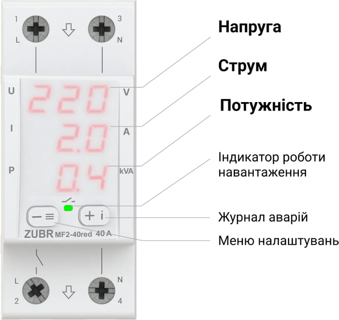 Реле мультифункціональне ZUBR MF2-40 red (40 А, 8 800 ВА) (4820120221767) - зображення 2