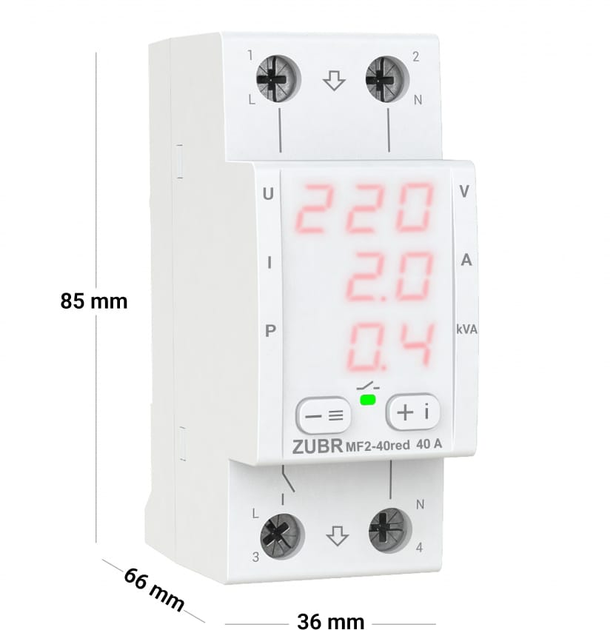 Реле мультифункціональне ZUBR MF2-40 red (40 А, 8 800 ВА) (4820120221767) - зображення 9