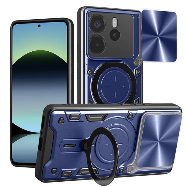 Чехол Magnetic Shield для Xiaomi Redmi Note 14 4G EU Version бампер противоударный с подставкой кольцом Blue - Фото 1 Чехол Magnetic Shield для Xiaomi Redmi Note 14 4G EU Version бампер противоударный с подставкой кольцом Blue - изображение 1