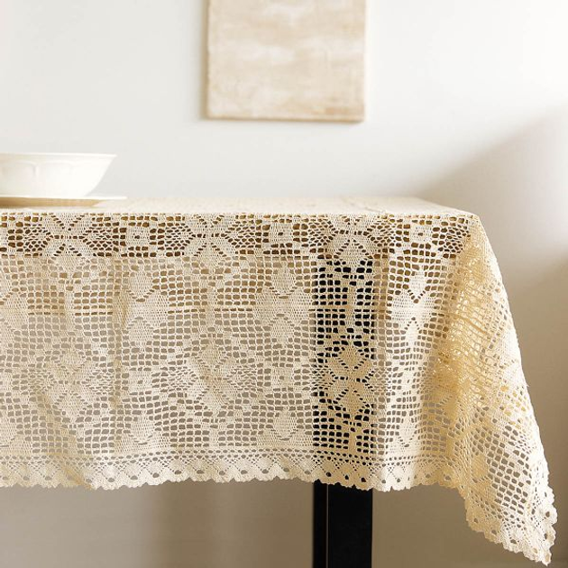 Obrus Homla Crochet szydełkowy Beżowy 130 x 170 cm (5904183887289) - obraz 4
